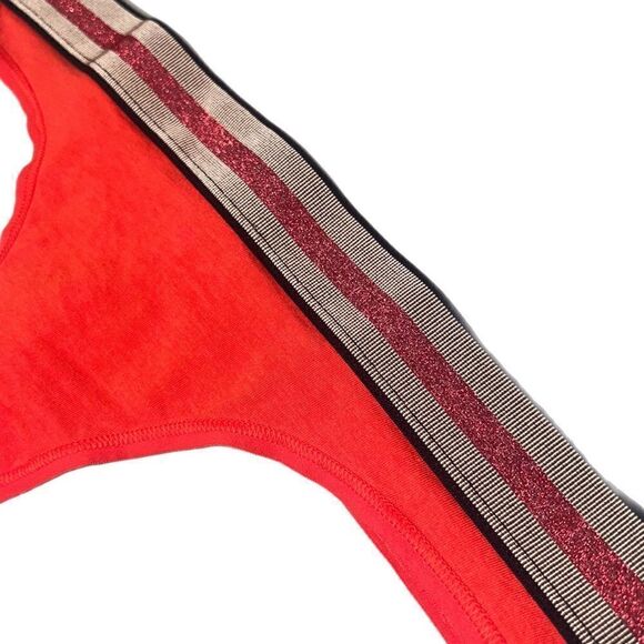 VS Stretch Cotton Thong Panty - Red/Gold NWOT (M) - Picture 3 of 6
